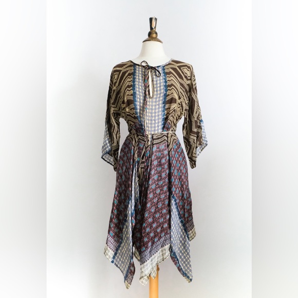 Johnny Was Striped Rayon Tunic Top/ Beach Cover • S - Picture 1 of 7